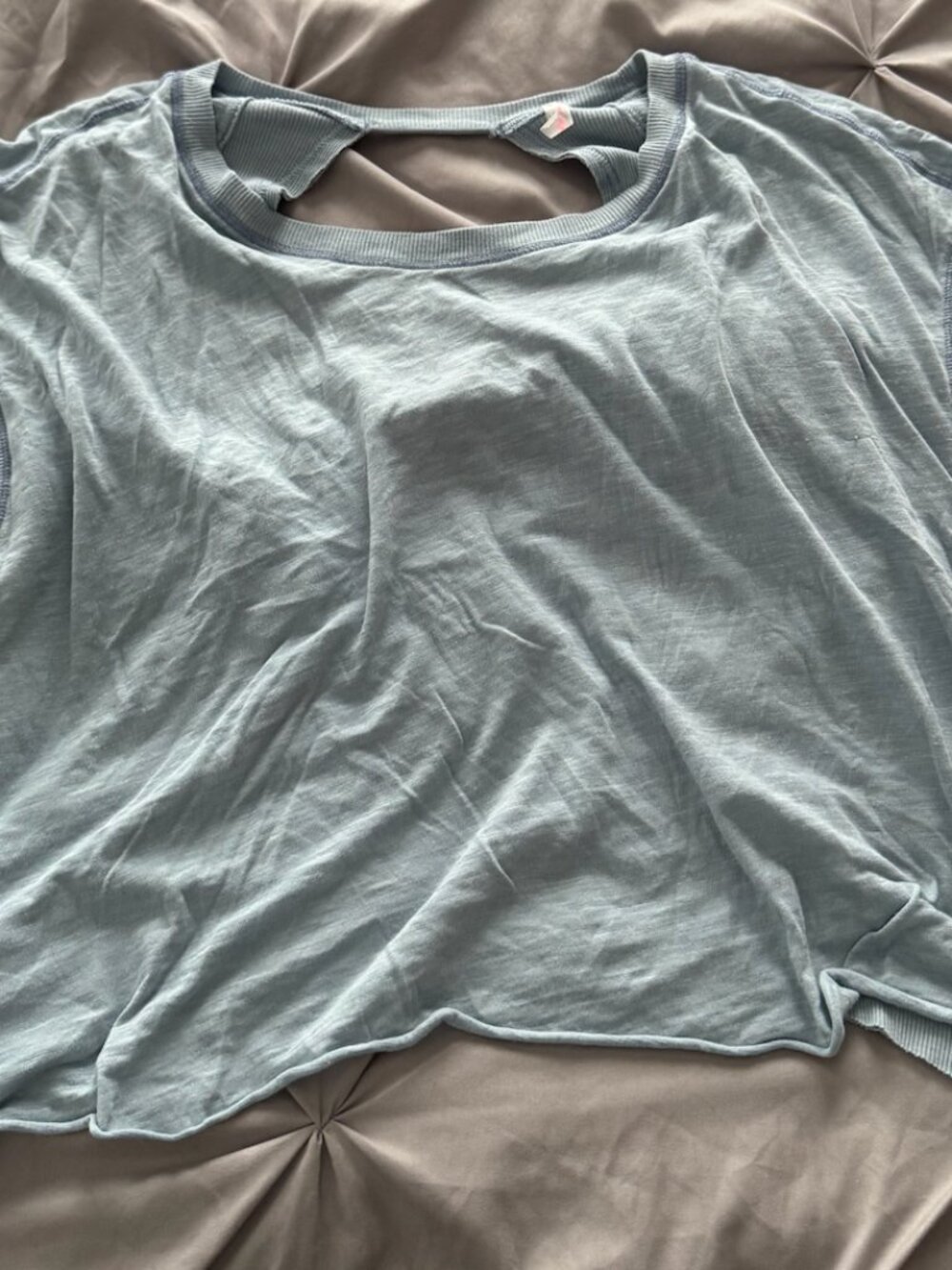 Free People Open Back Short Sleeve Top Light Blue Size Medium